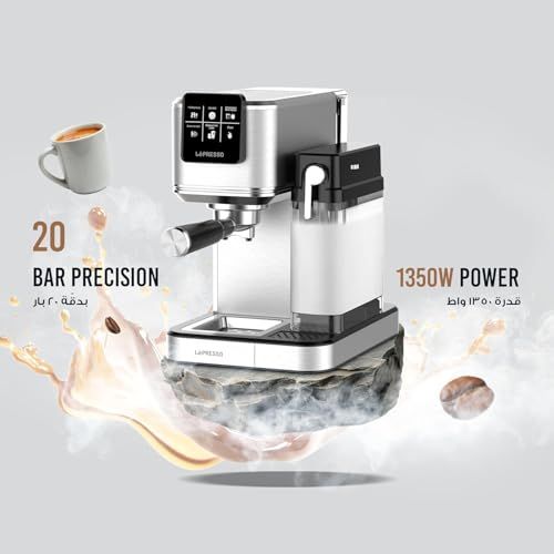 LePresso Espresso machine with Built-In Milk Frother, 20 bar, stainless steel and black, sleek desi…