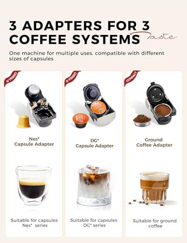 CAFELFFE 3-in-1 Capsule Machine with adapters for Nes, Dolce Gusto and ground coffee, compatible wi…