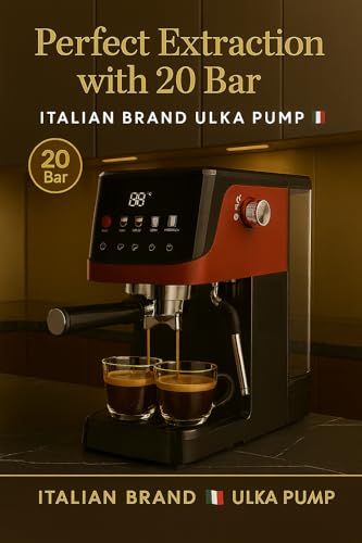 SHINOBI EC201 20 Bar Espresso machine with digital display and milk frother, Italian ULKA pump, bre…