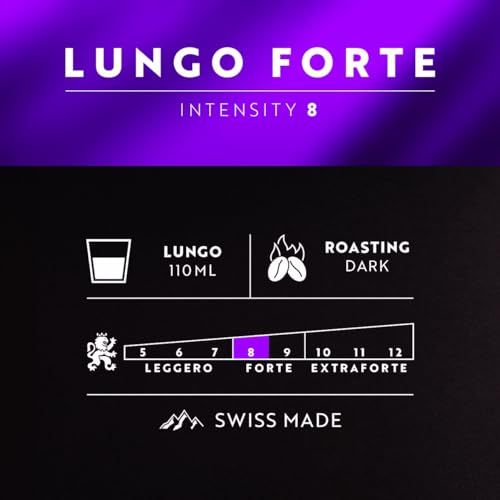 Café Royal Lungo Forte Coffee Pads (50 Pads), Dark Roast, Intensity 8/12, 100% Arabica, Compatible with Nespresso