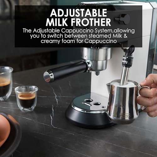 De'Longhi Dedica EC685 White espresso machine with adjustable milk frother, stainless steel and bla…