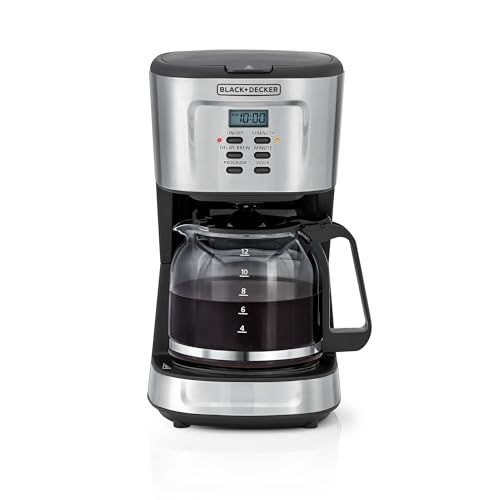 BLACK+DECKER DCM85-B5 12-Cup Programmable Coffee Maker | 900W, Glass Carafe, LCD Display, Auto Shut-Off