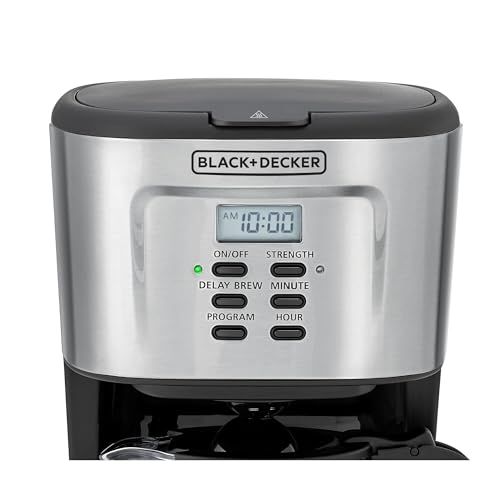 BLACK+DECKER DCM85-B5 12-Cup Programmable Coffee Maker | 900W, Glass Carafe, LCD Display, Auto Shut-Off