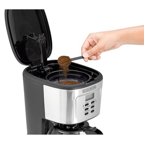 BLACK+DECKER DCM85-B5 12-Cup Programmable Coffee Maker | 900W, Glass Carafe, LCD Display, Auto Shut-Off
