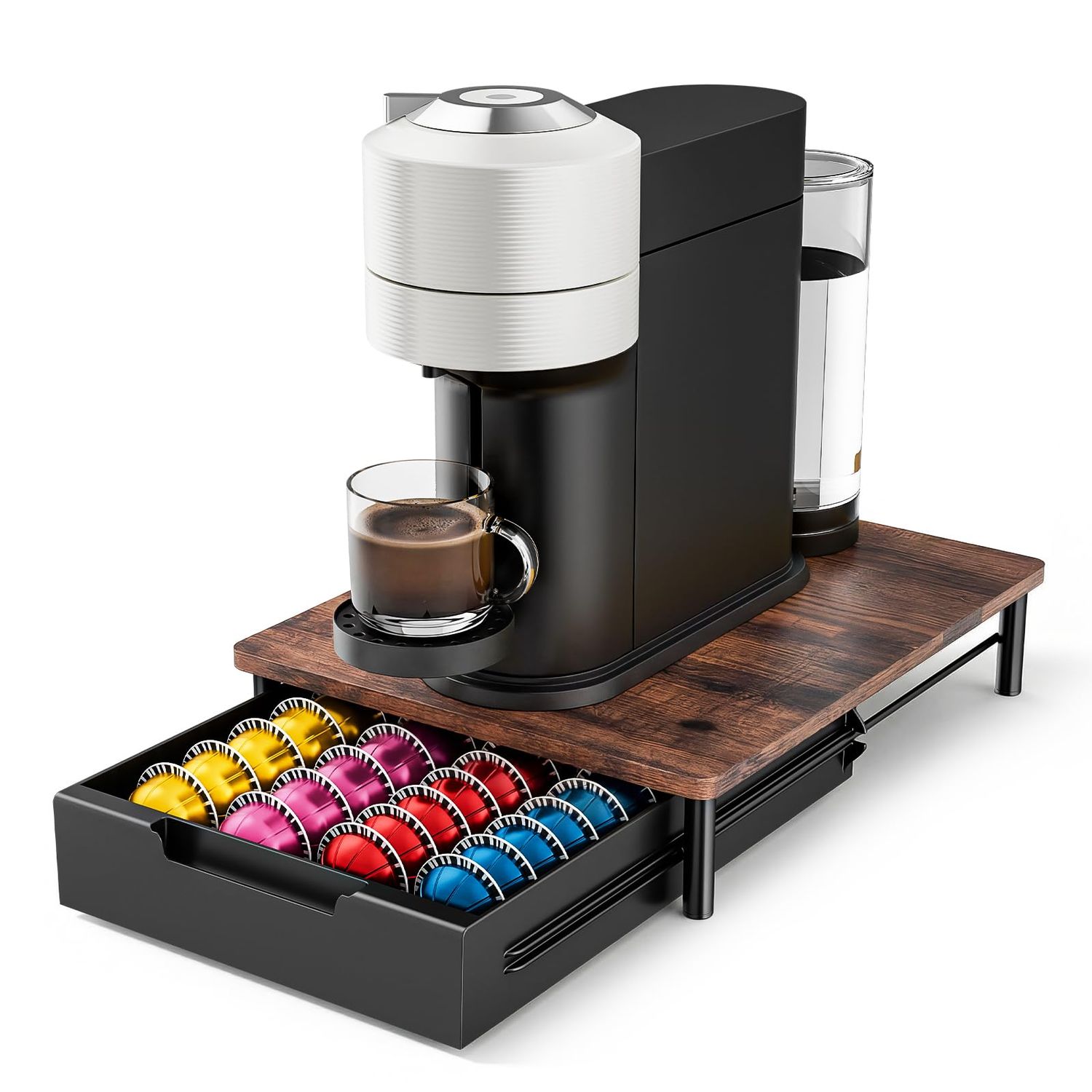 Coffee Pod Drawer Organizer for Nespresso Vertuo, Patented Flexible Slot Design Holds Up to 40 Larg…