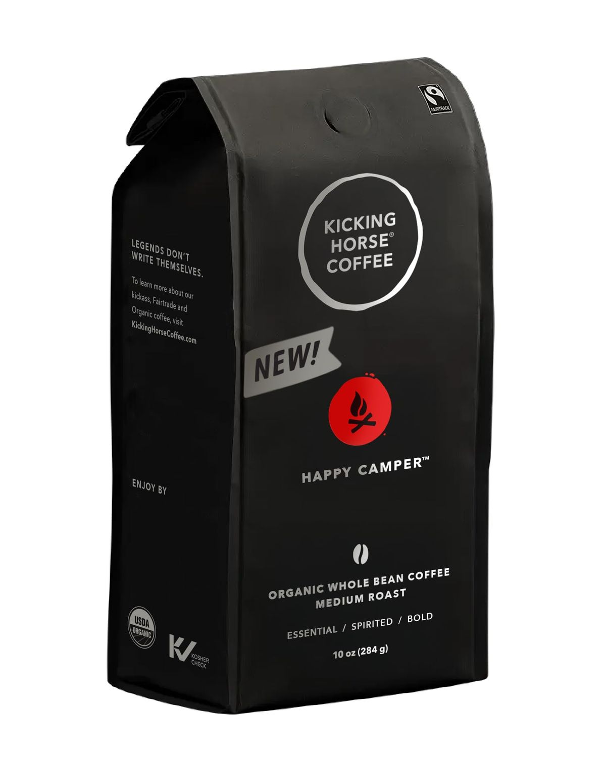 Kicking Horse Happy Camper Whole Bean Coffee, 10 Ounce - Certified Organic, Fairtrade, Kosher Coffee