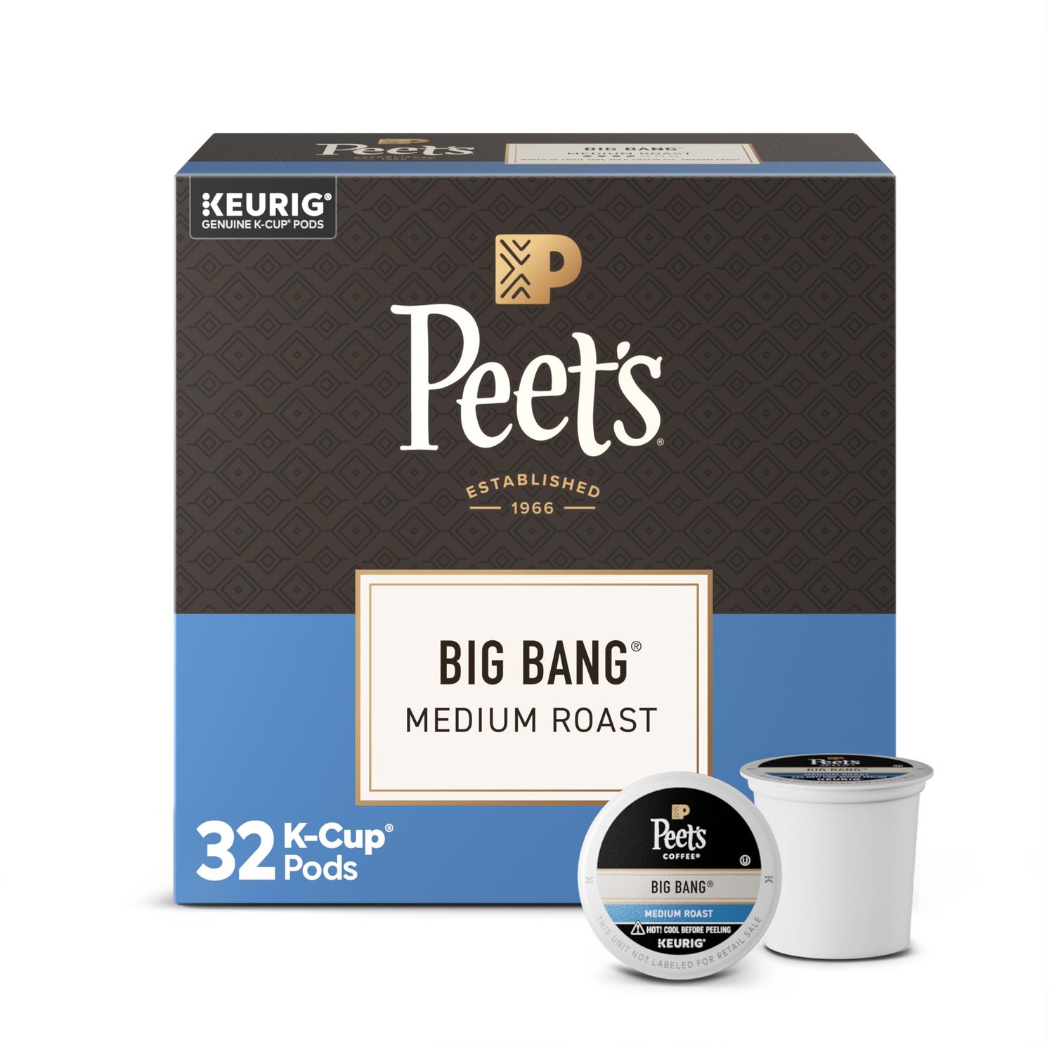 Peet's Coffee, Medium Roast Single Serve Coffee Pods, 100% Arabica Coffee - Big Bang, 32 Count (1 B…