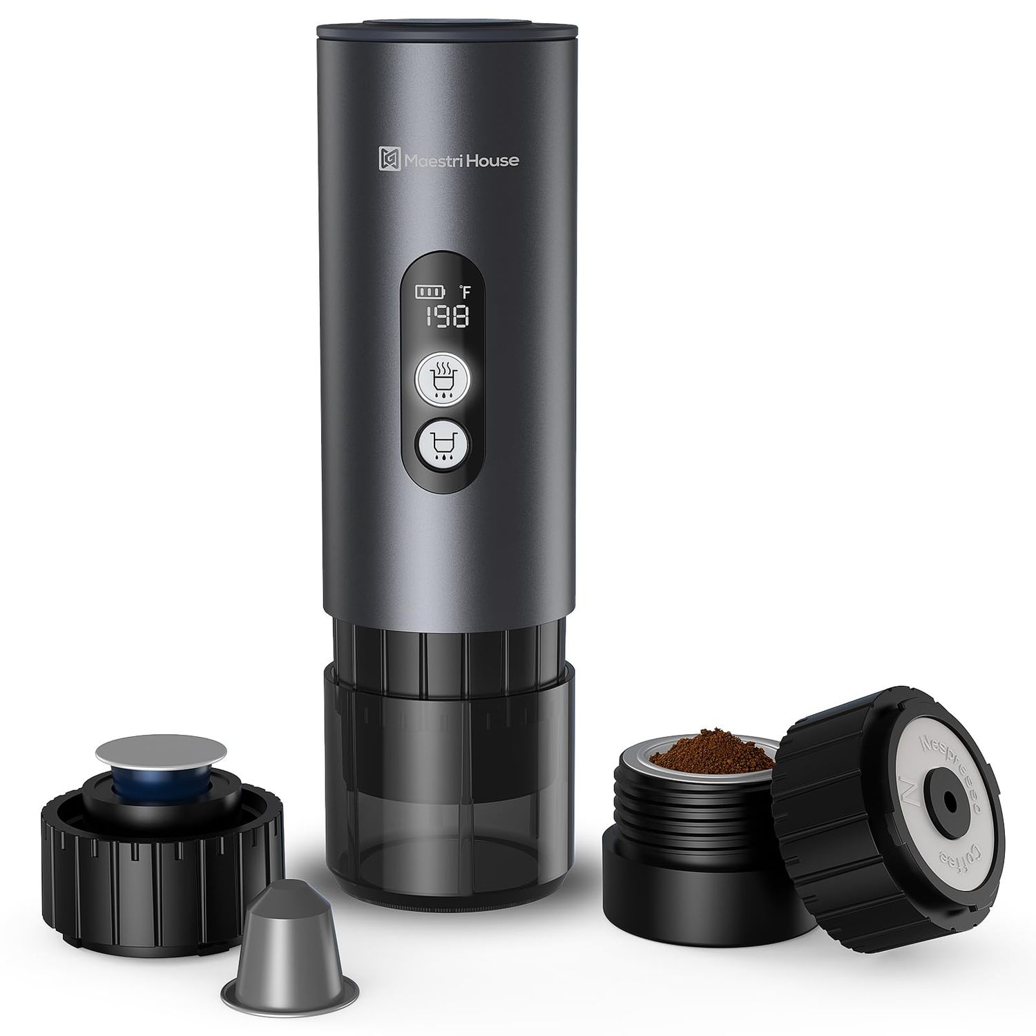 Maestri House 150W Espresso Maker with 2-3 Min Fast Self-Heating, Portable Travel Espresso Coffee M…