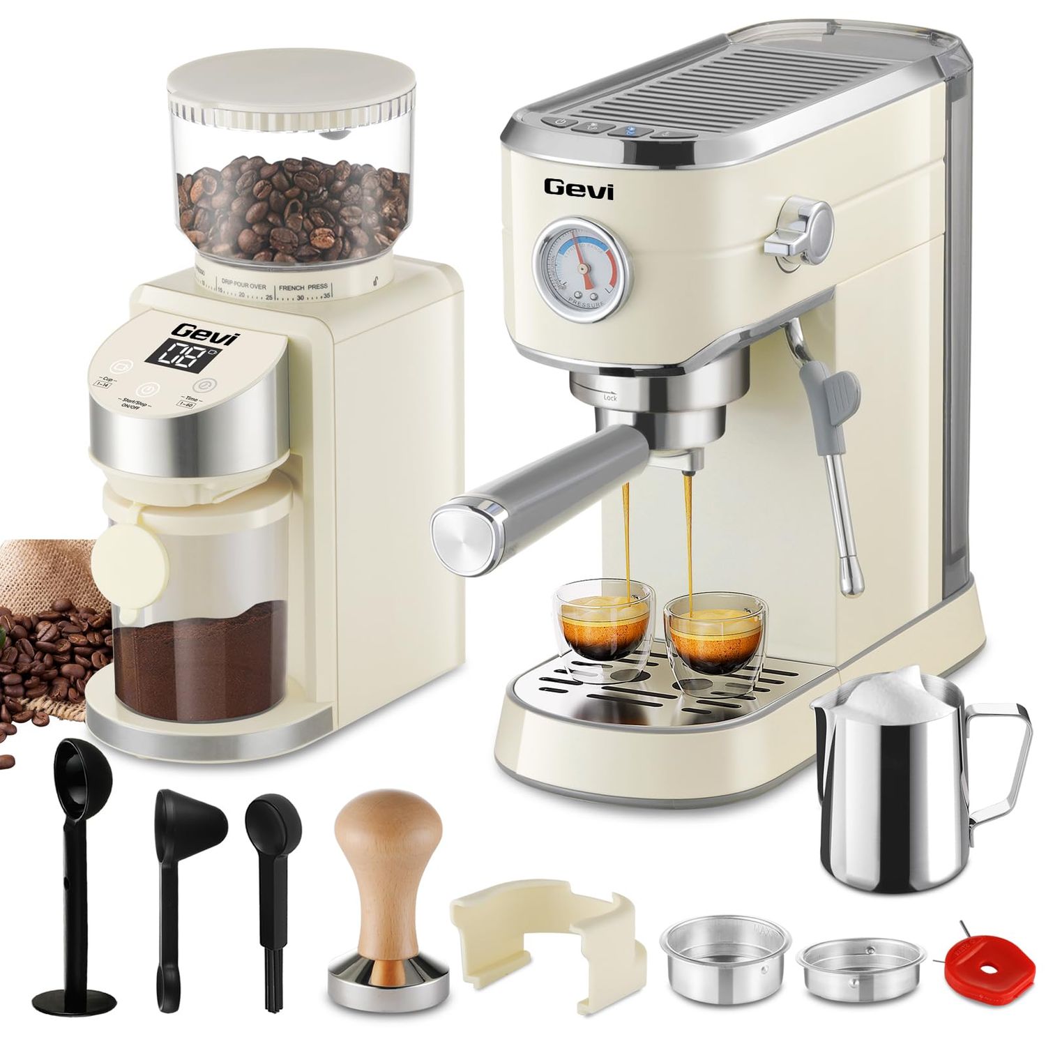 Gevi Espresso Machine 20 Bar with Grinder, Professional Espresso Maker with 35 Precise Grind Settin…