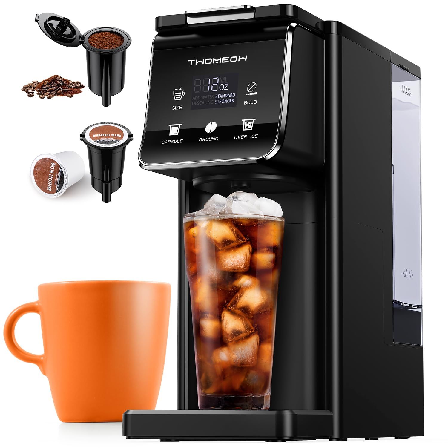 K Cup Coffee Maker With Bold Setting, Single Serve Hot &amp; Iced Coffee Maker for K-Cup and Grounds, 5…