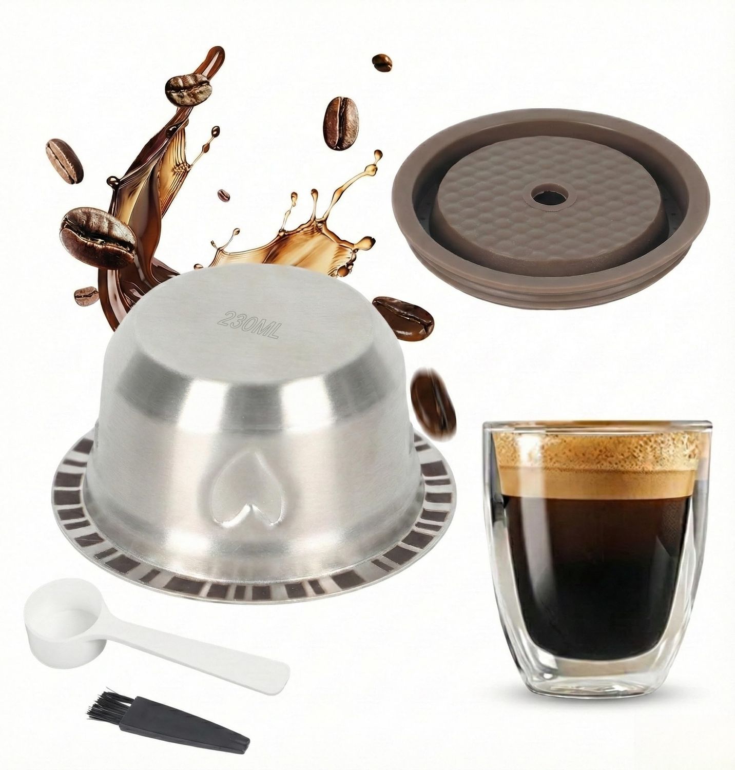 Heart Design 230ml/7.8oz Large Mug Size Reusable Pods for Nespresso Vertuo Pop &amp; Next &amp; Plus - Stai…