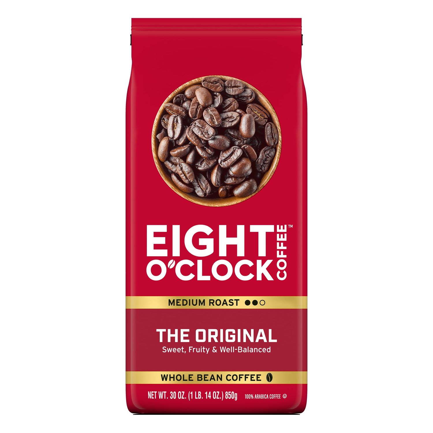 Eight O'Clock Coffee The Original, Medium Roast Whole Bean Coffee, Sweet, Fruity, Well Balanced, 30…