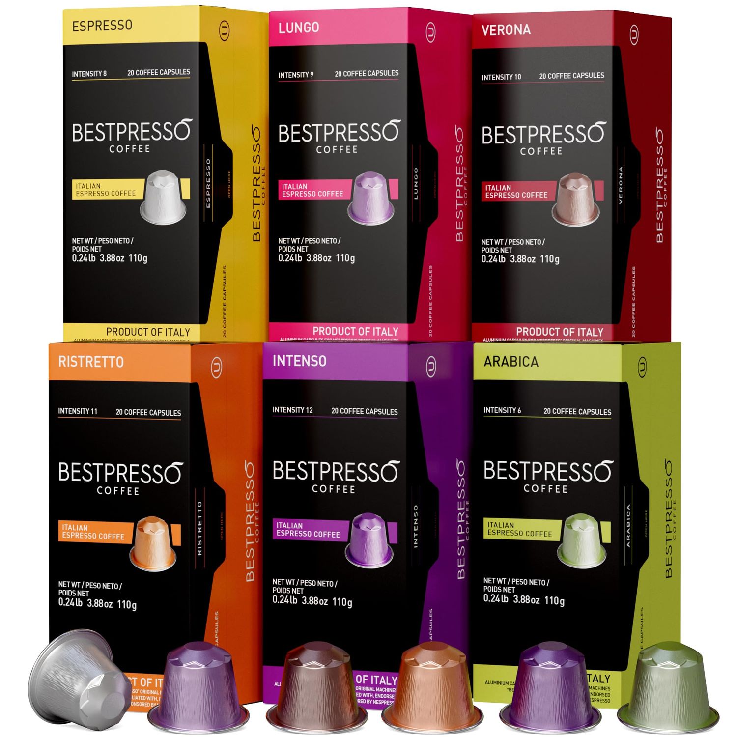 Coffee for Nespresso Original Machine 120 pods Certified Genuine Espresso Variety Pack Pods Compati…
