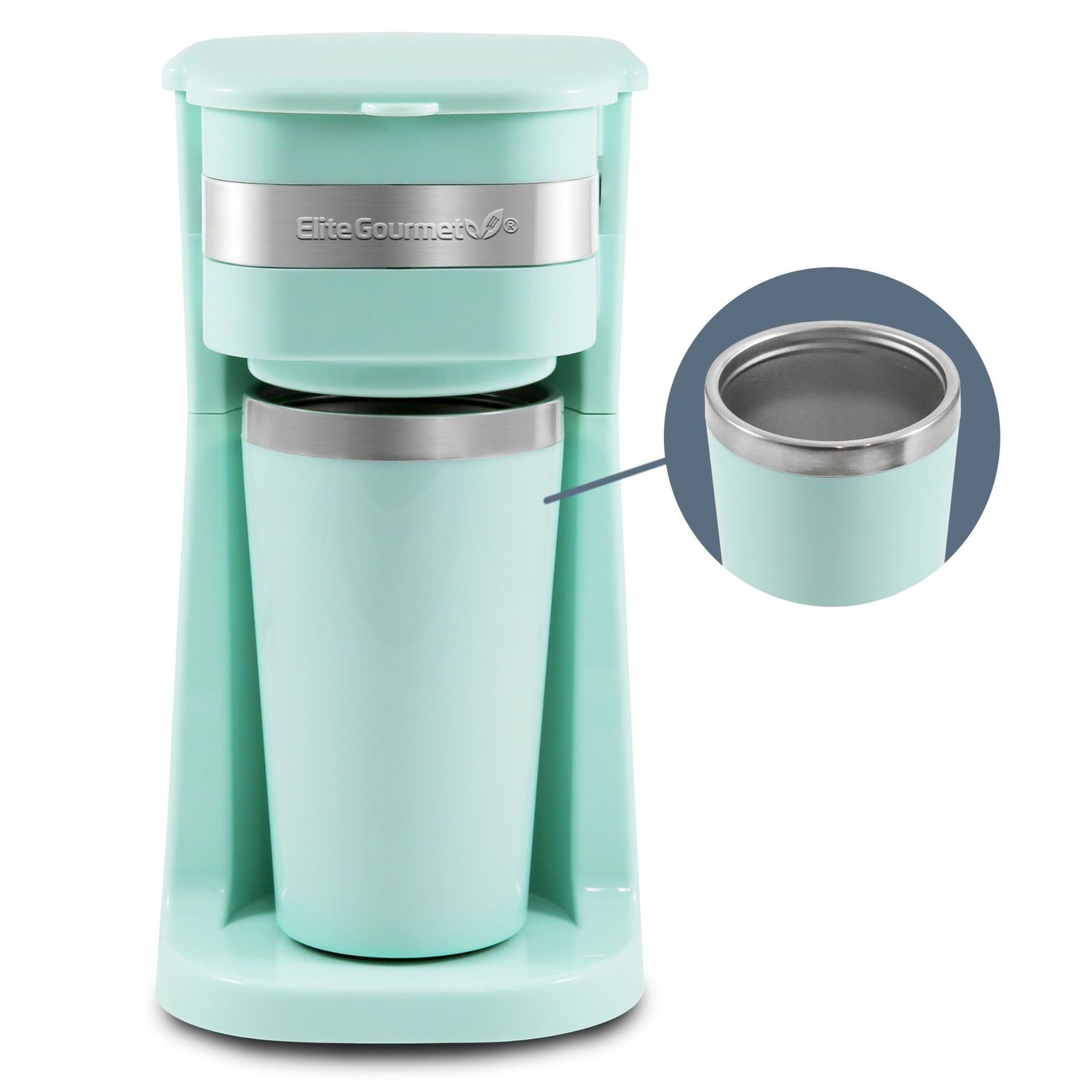 Elite Gourmet EHC113M Personal Single-Serve Compact Coffee Maker Brewer Includes 14Oz. Stainless St…