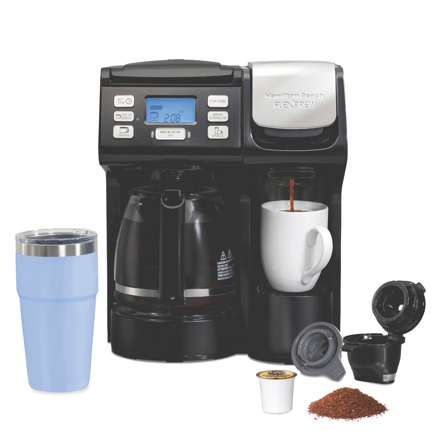 Hamilton Beach FlexBrew Trio 2-Way Coffee Maker, Compatible with K-Cup Pods or Grounds, Combo, Sing…