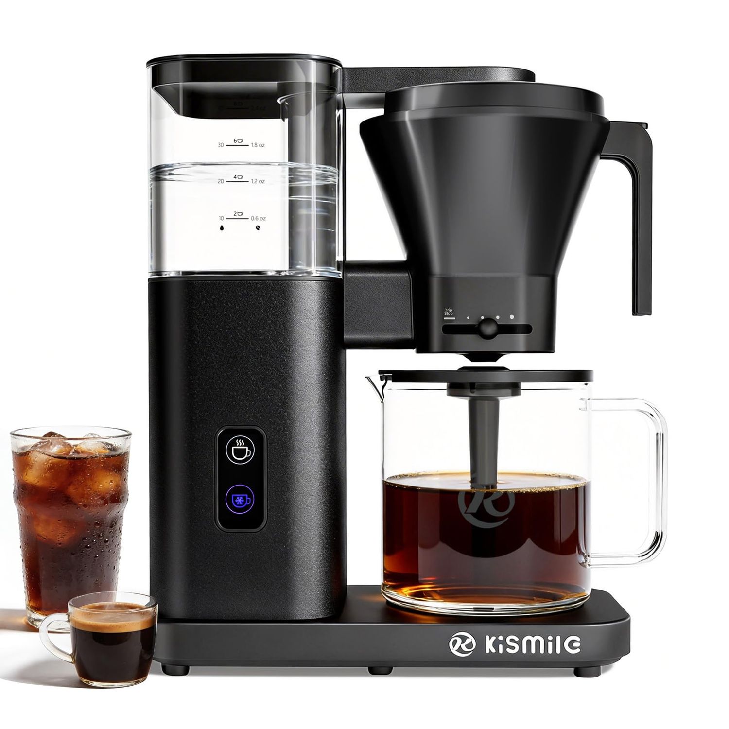 Kismile 8 Cup Drip Coffee Maker, SCA Certified Hot &amp; Cold Brew Coffee Machine, Fast Heating to 197–…