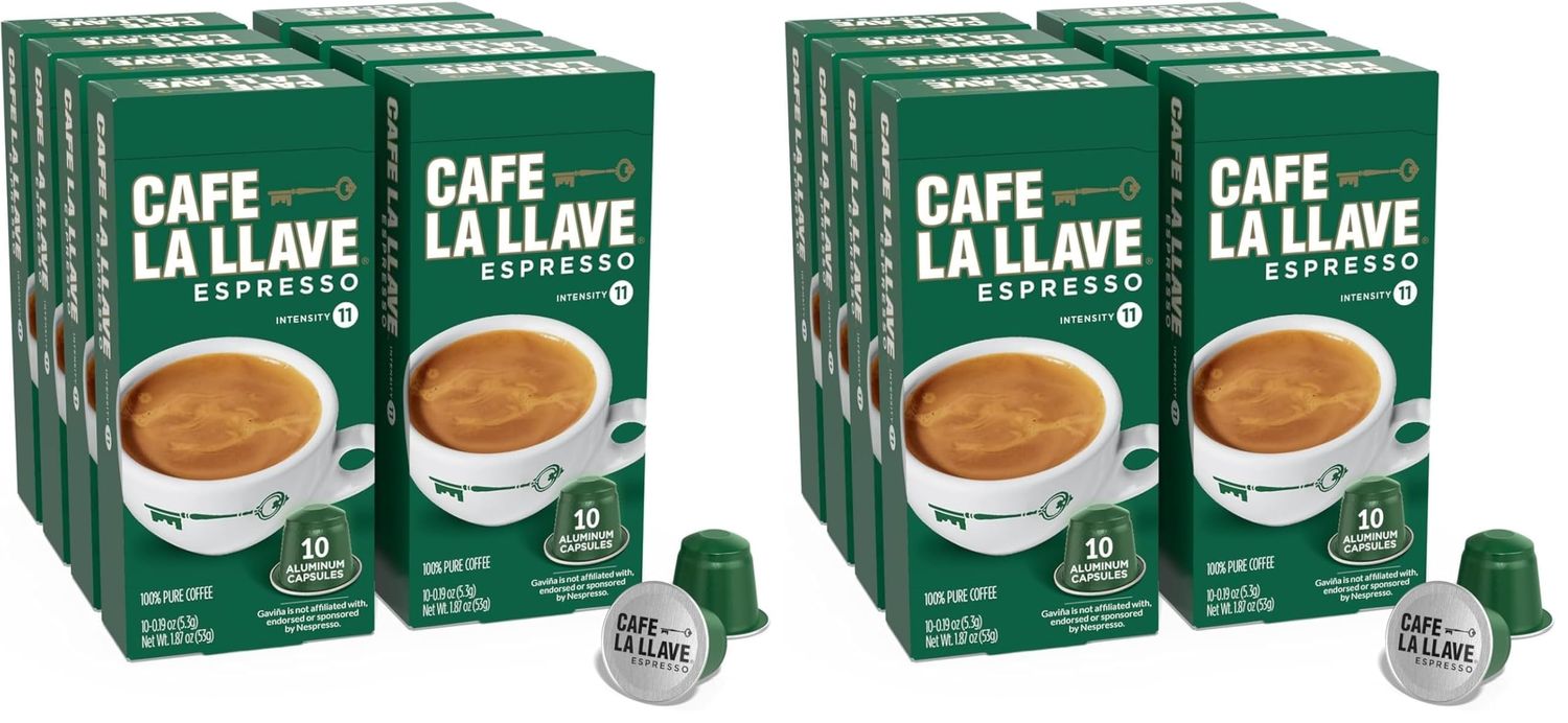 Cafe La Llave Latin Style Espresso Pods, Dark Roast, Compatible with Nespresso Original Line, 80 Co…