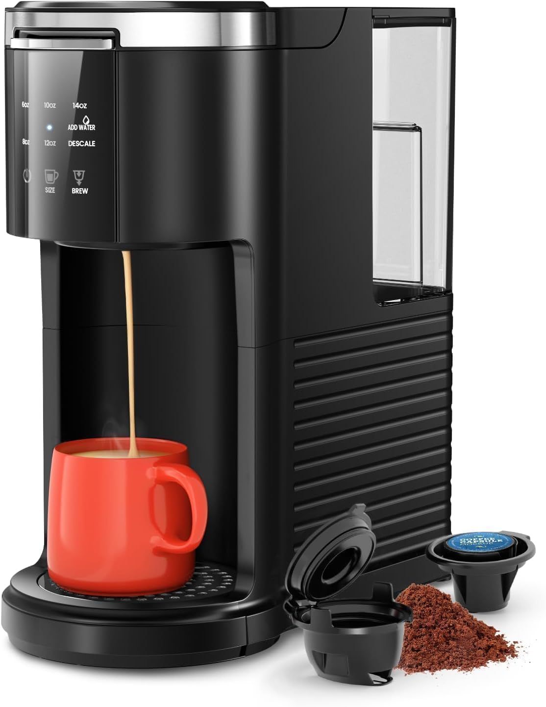 Kismile Single Serve Coffee Maker, 2 in 1 Drop Coffee Machine Compatible with K Cup &amp; Ground Coffee…