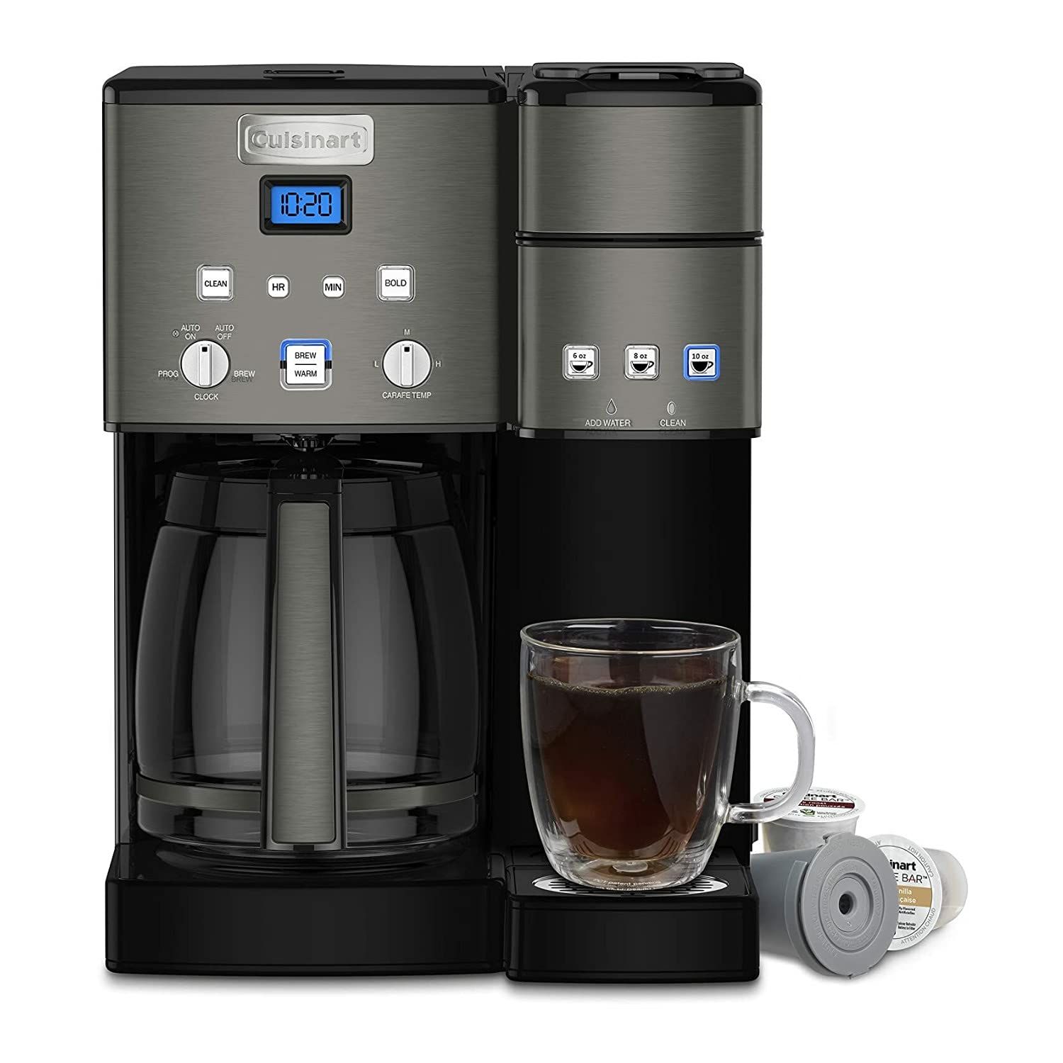 Cuisinart Coffee Maker,12 Cup with 3 Single-Size Brewers, 6, 8, 12 oz, Black/Stainless Steel, SS-15…