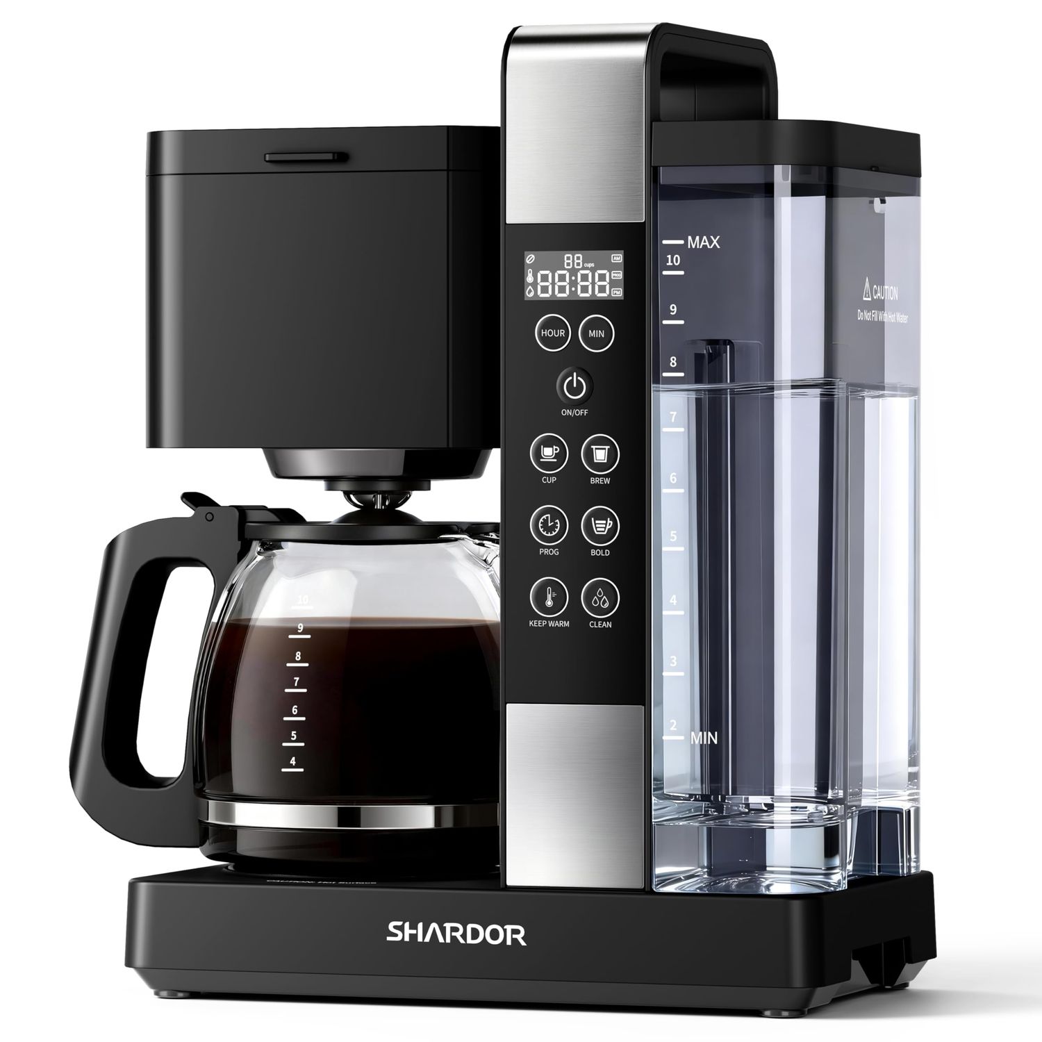 SHARDOR 10-Cup Coffee Maker, Programmable Drip Coffee Machine with 2–10 Cup Setting, Adjustable Kee…