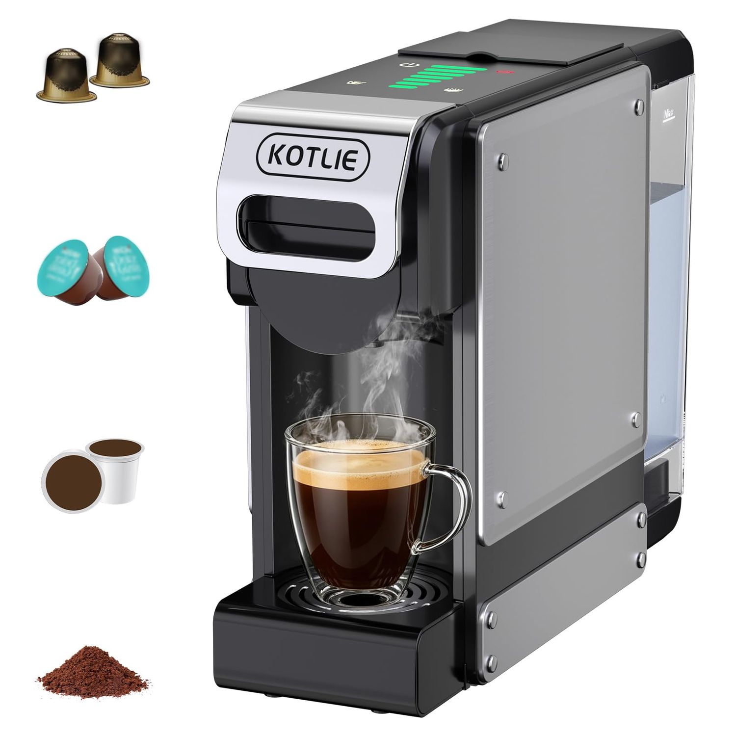Single Serve Coffee Maker and Capsule Coffee Maker for K-*Cups, NE*S* Original, DG, and Ground Coff…