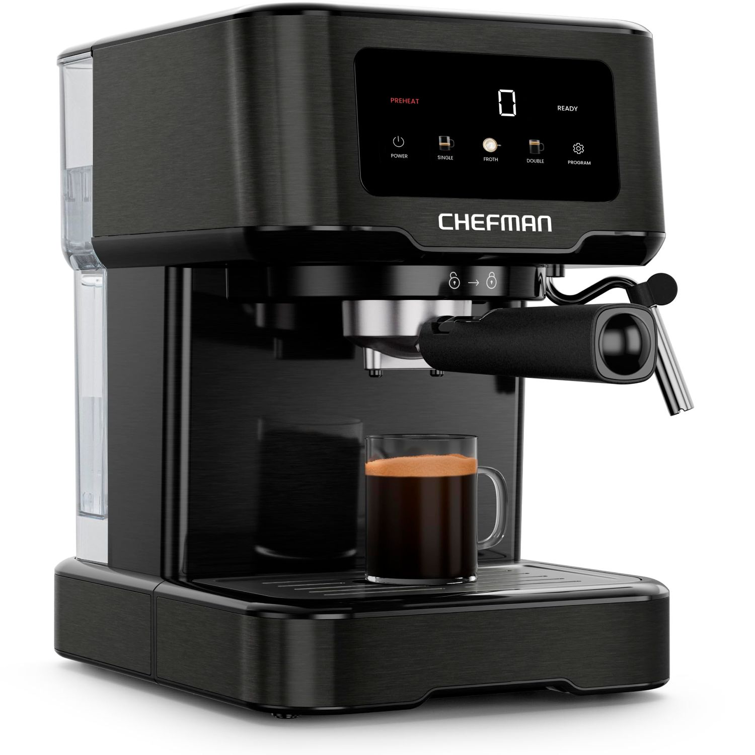 Chefman CraftBrew Espresso Machine, 15-Bar Pump Digital Espresso Maker w/Steam Wand for Latte &amp; Cap…