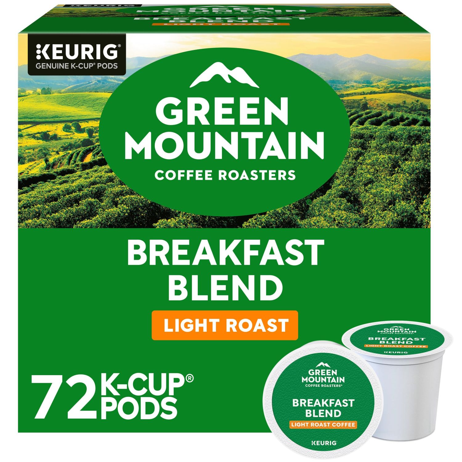 Green Mountain Coffee Roasters Breakfast Blend, Single-Serve Keurig K-Cup Pods, Light Roast Coffee …