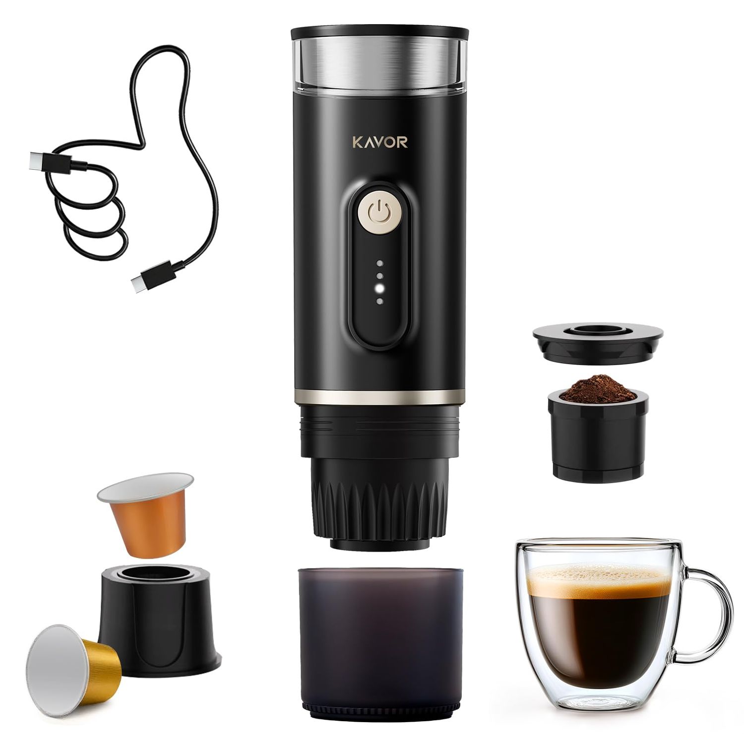 Portable Espresso Machine, 2-in-1 Travel Coffee Maker with 7800mAh Hot/Cold Brew &amp; Fast Self-Heat, …