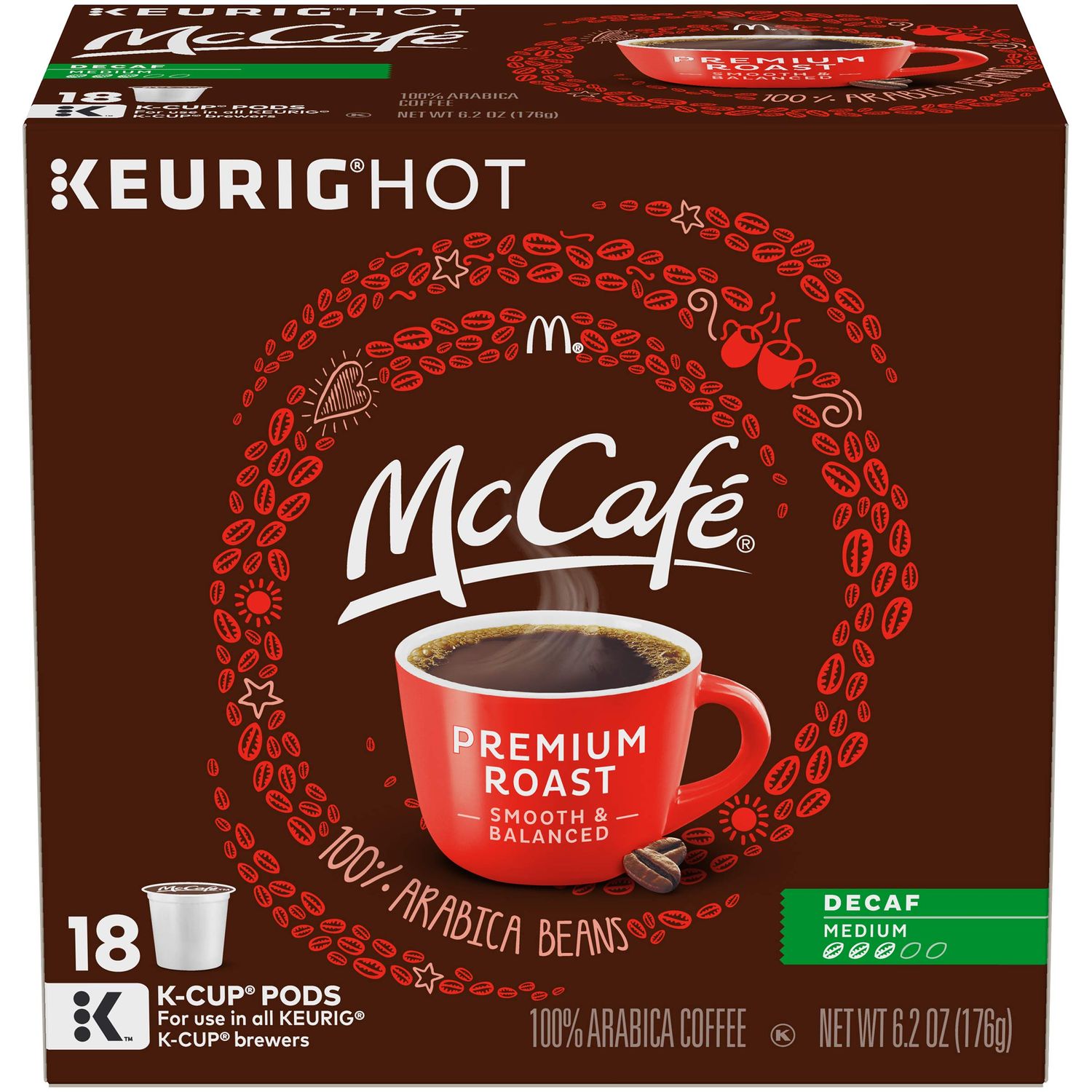 McCafe Premium Roast Decaf Coffee, Single Serve Keurig K-Cup Pods, Decaffeinated, 96 Count (4 Packs…