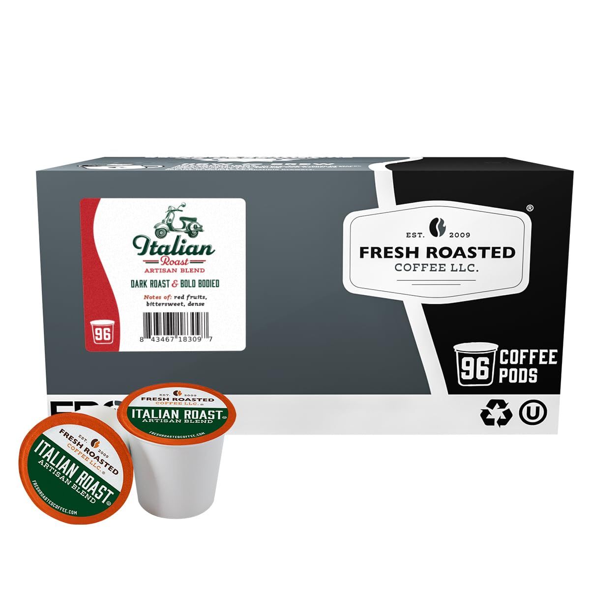 Fresh Roasted Coffee, Italian Roast Dark Coffee K-Cup Pods for Keurig Brewers, Dark Roast, Kosher, …