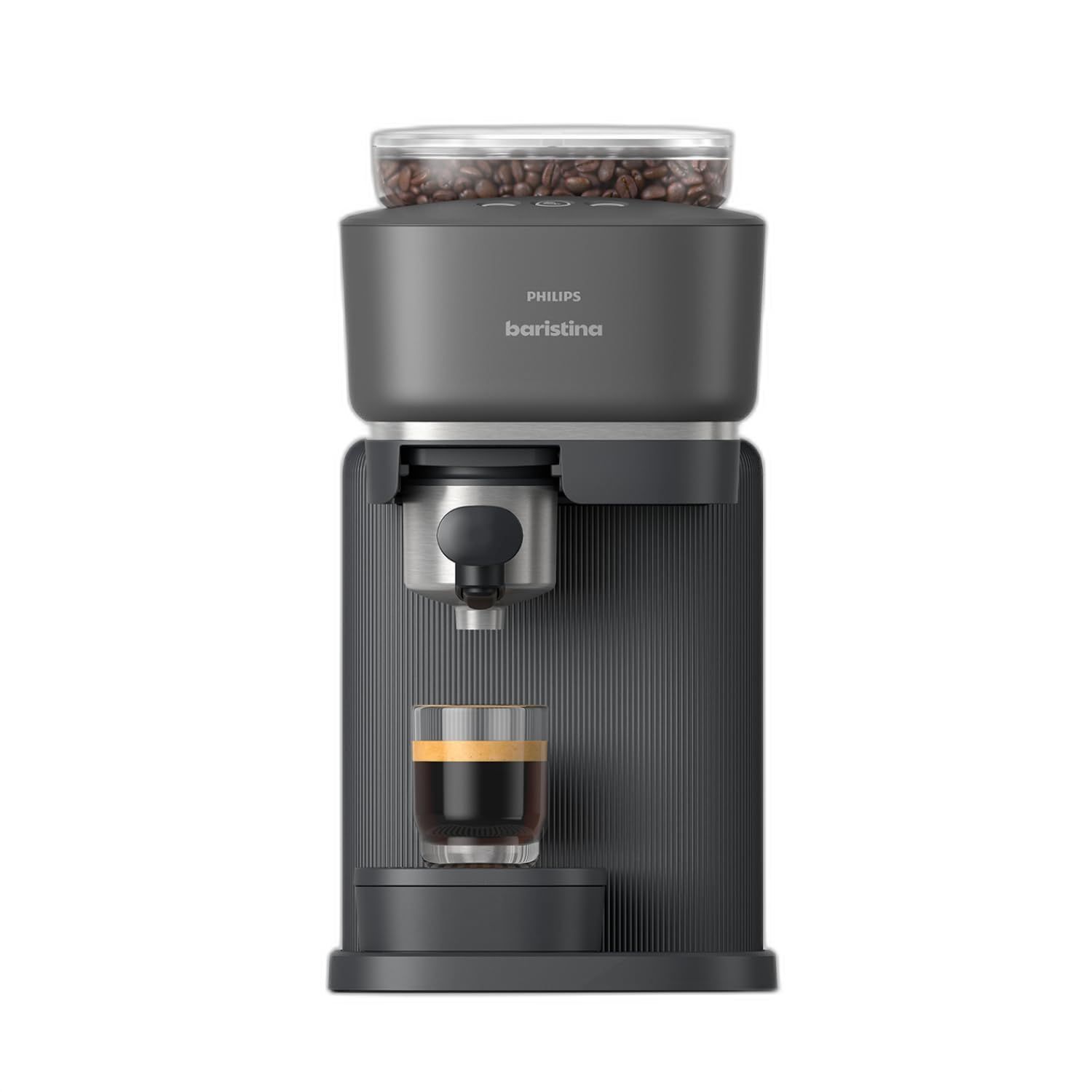 Philips Baristina Espresso Machine, Grind, Tamp &amp; Brew Coffee Beans in One Swipe, Compact, 16 Bar P…