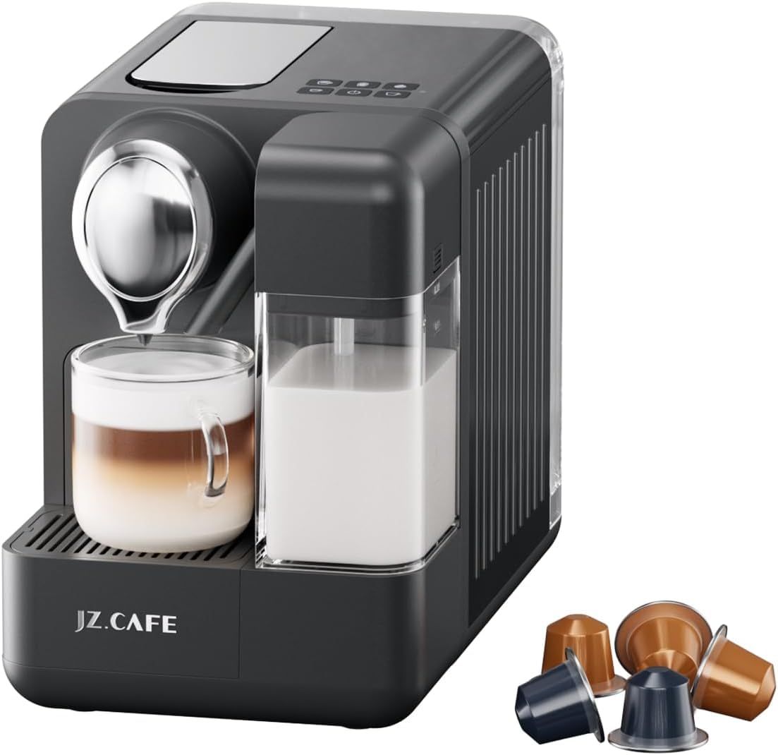 Espresso Machine with Integrated Automatic Milk Frother - Single-Serve Coffee Maker Capsule Compati…