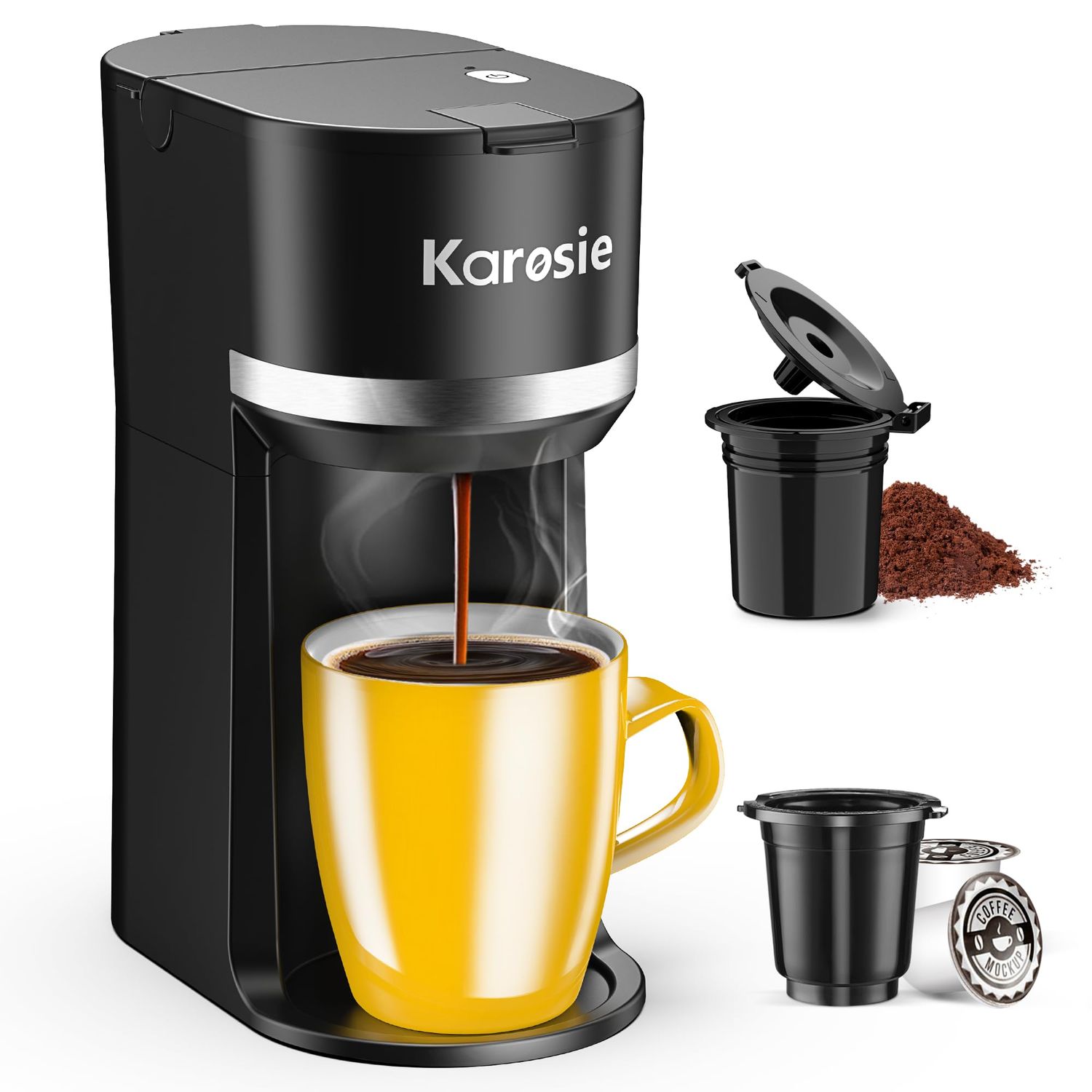 Single Serve Coffee Maker for K-Cup and Grounds, Fast Brew, 6-12 oz Brew Sizes Single Cup Coffee Ma…