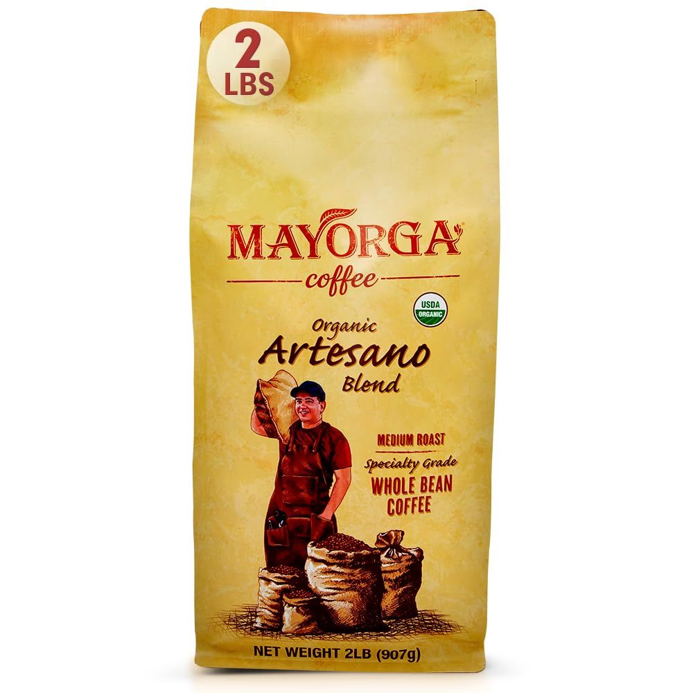 Mayorga Organic Coffee 2lb Artesano Blend - Medium Roast Whole Bean Coffee Speciality Grade, 100% A…