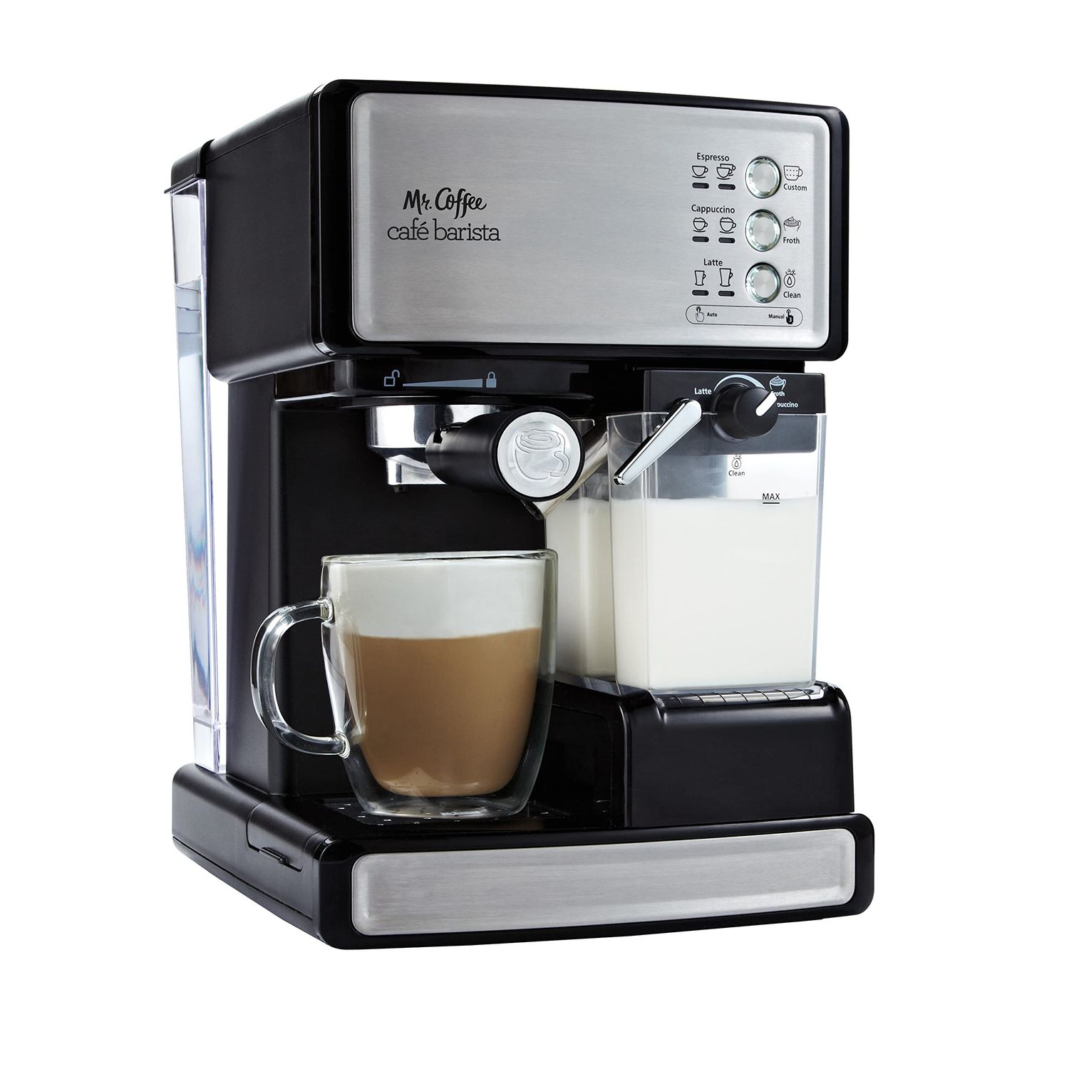 Mr. Coffee Espresso and Cappuccino Machine Stainless Steel Programmable Coffee Maker with Automatic…