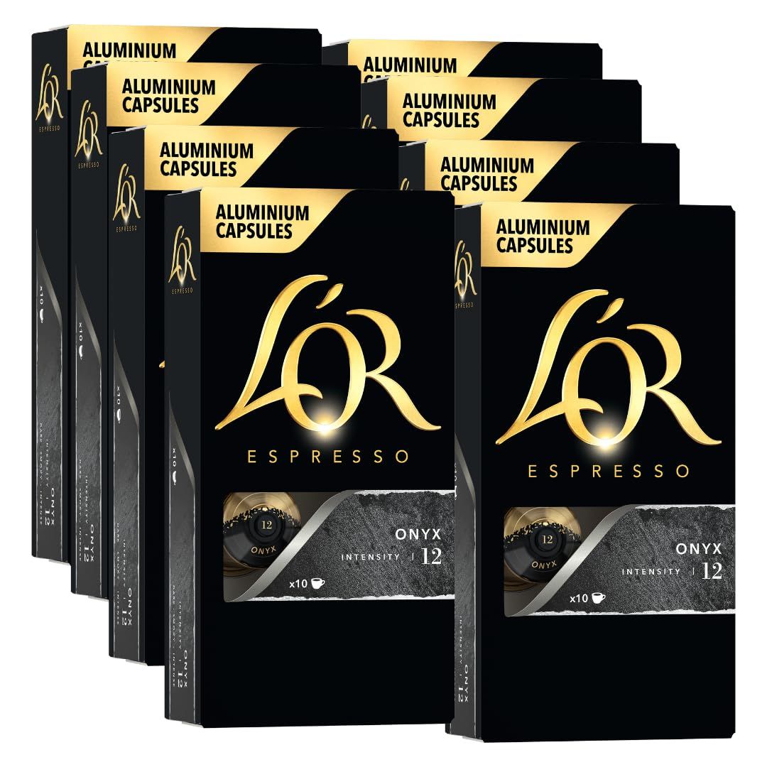 L'OR Espresso Capsules, 80 Count Onyx, Single-Serve Aluminum Coffee Capsules Compatible with the L'…