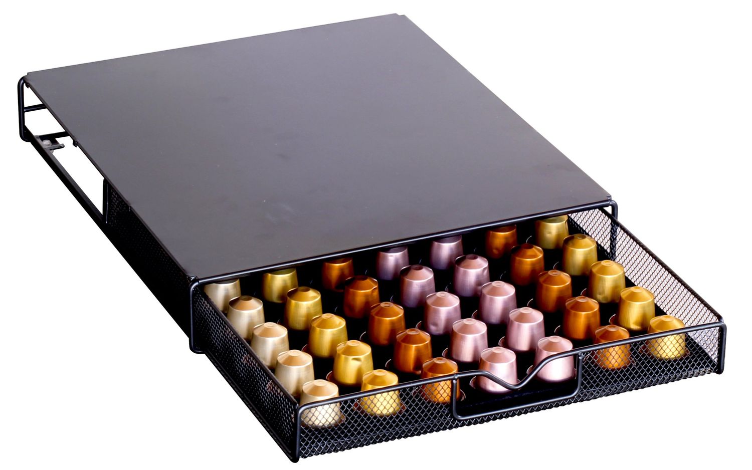 Deco Brothers OriginalLine Pod Holder Mesh Drawer, 56 Nespresso Capsule Organizer, Black