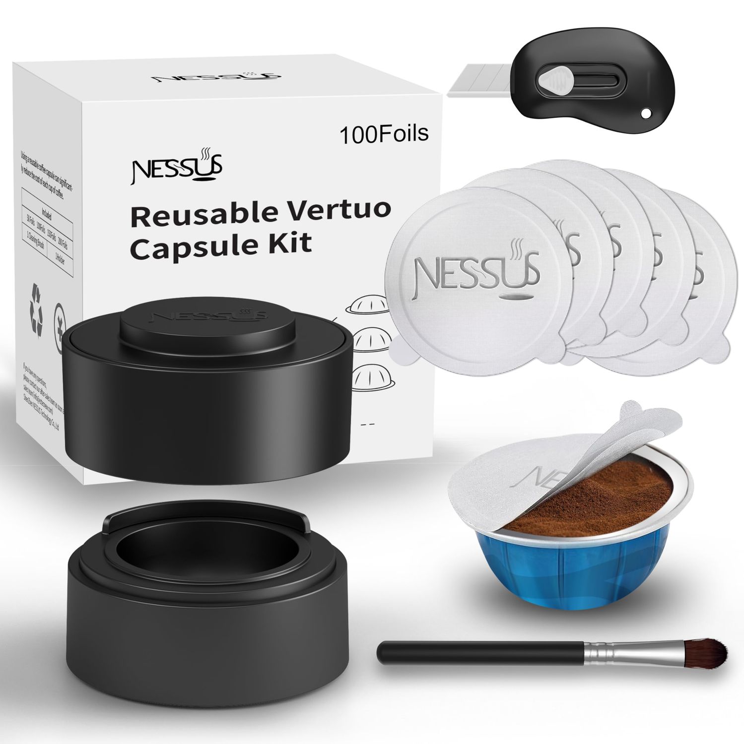 Nessus Reusable Pod Kit for Nespresso Pods Vertuo, Reuse Old Coffee Pods for Nespresso Vertuo: 100 …