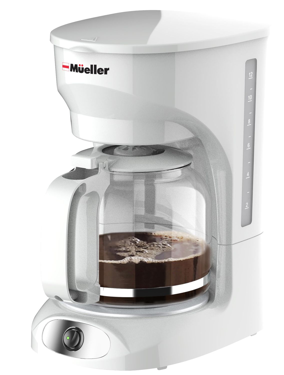 MUELLER HOME 12-Cup White Coffee Maker - Borosilicate Carafe, Auto-Off, Reusable Filter, Anti-Drip,…