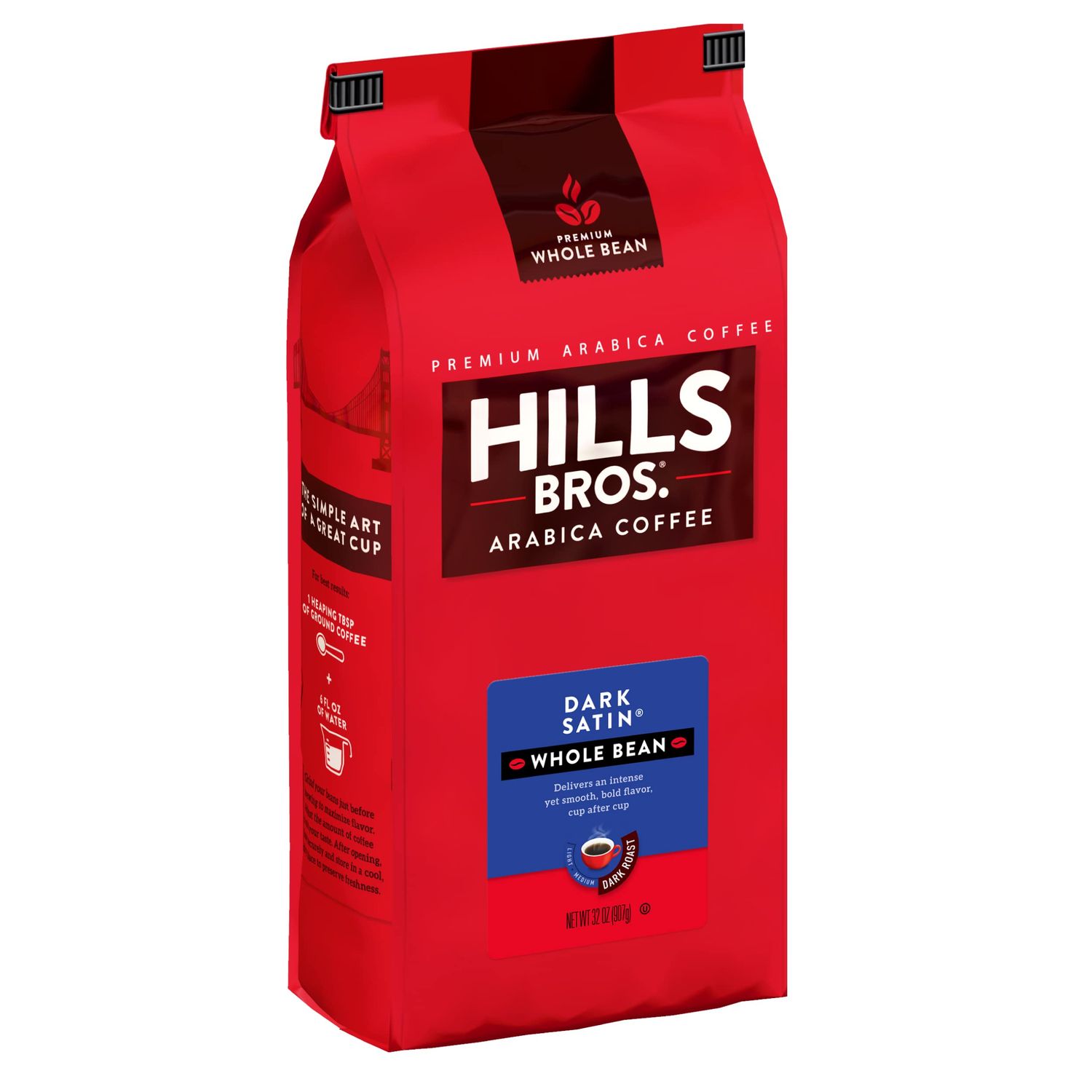 Hills Bros. Dark Satin Whole Bean Coffee – Rich and Bold Premium Arabica Coffee Beans – Orthodox Un…