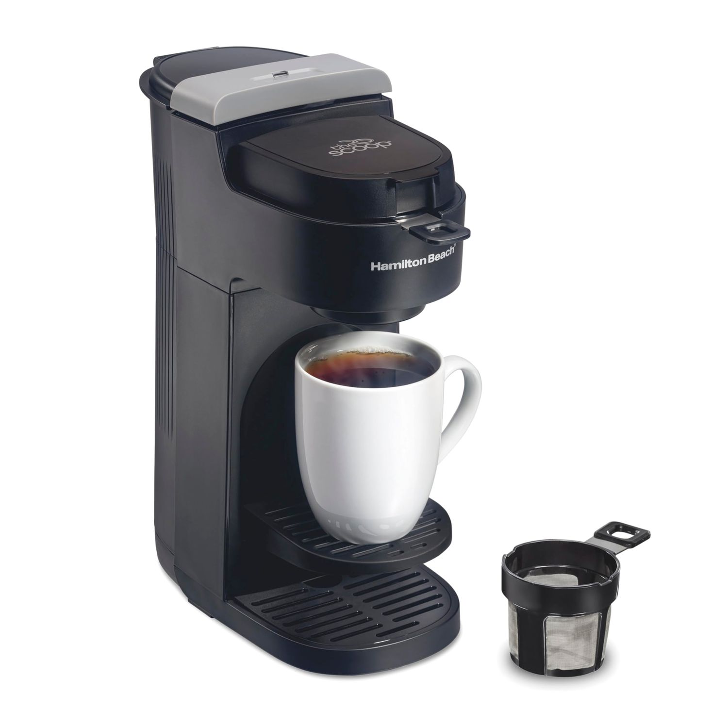 Hamilton Beach The Scoop Single Serve Coffee Maker &amp; Fast Grounds Brewer for 8-14oz. Cups, Brews in…