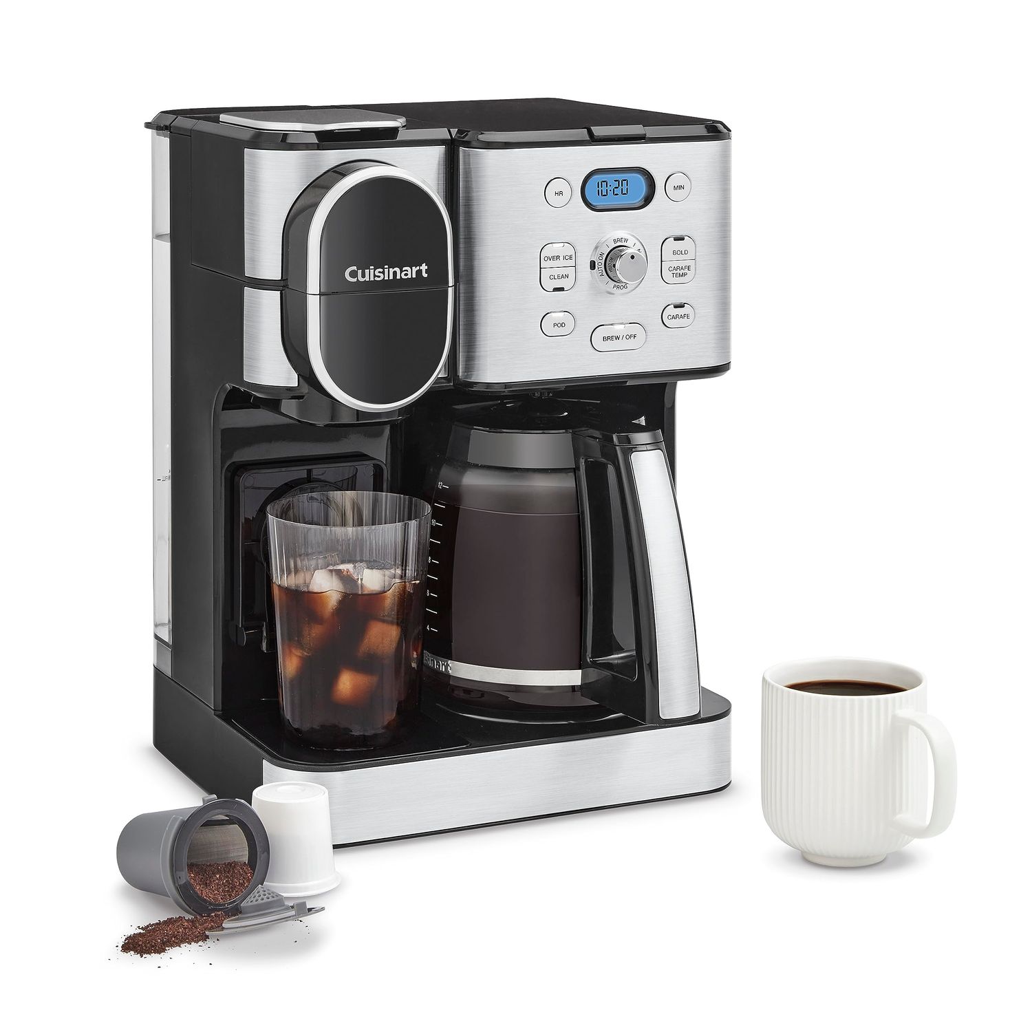 Cuisinart 12-Cup Coffee Maker, Single-Serve Brewer Glass Carafe, Automatic Hot &amp; Iced Coffee Machin…