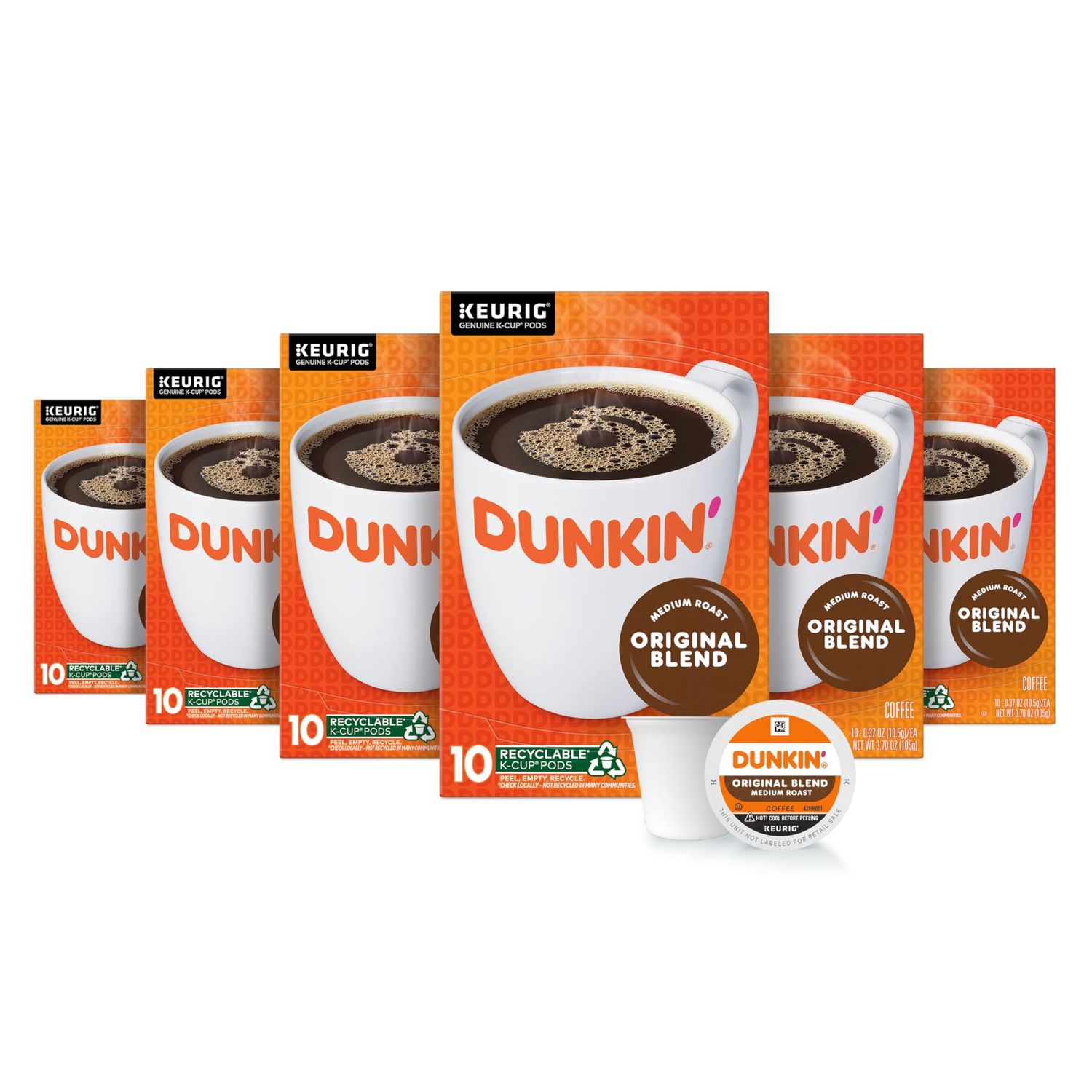 Dunkin’ Original Blend Coffee, Medium Roast, K-Cup Pods, Keurig K-Cup Pods, 10 Count Boxes (Pack of…