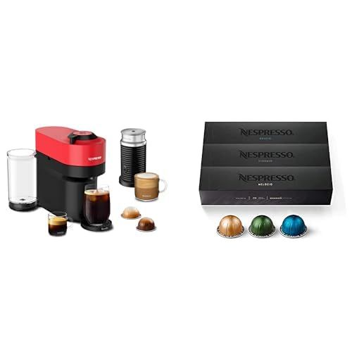 Nespresso Vertuo Pop+ Coffee and Espresso Maker by Breville, Spicy Red, with Aeroccino Milk Frother…