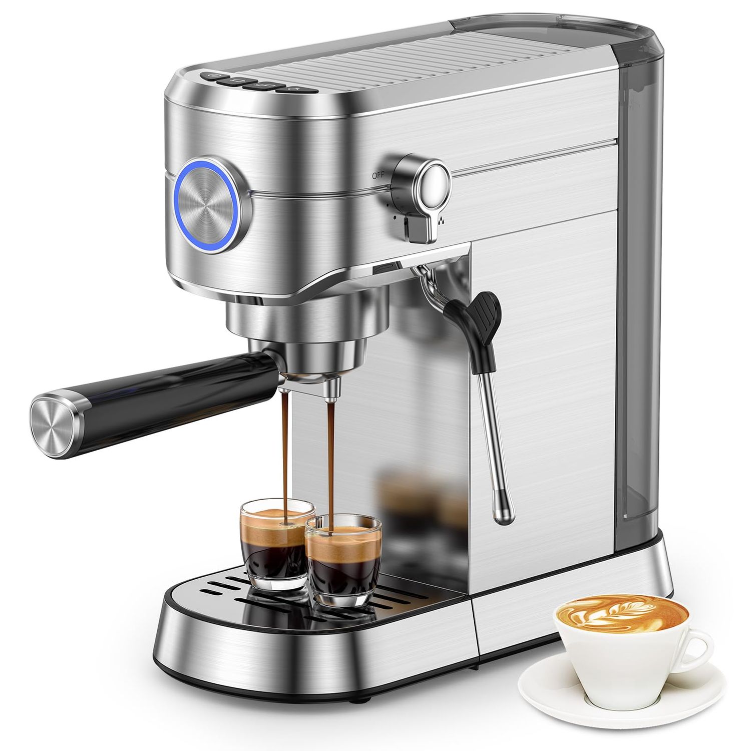 Electactic Espresso Machine 20 Bar, Compact Espresso Coffee Maker with Steam Milk Frother, Stainles…