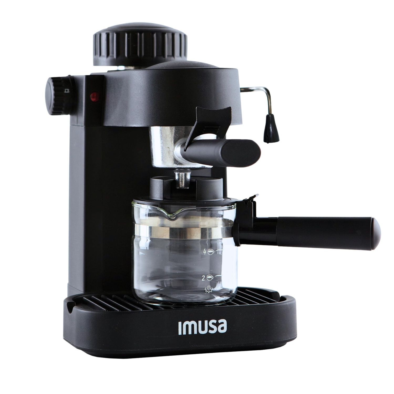 IMUSA Electric Espresso Cappuccino Maker 4 Cup Capacity with Milk Frother Black Coffee Machine for …