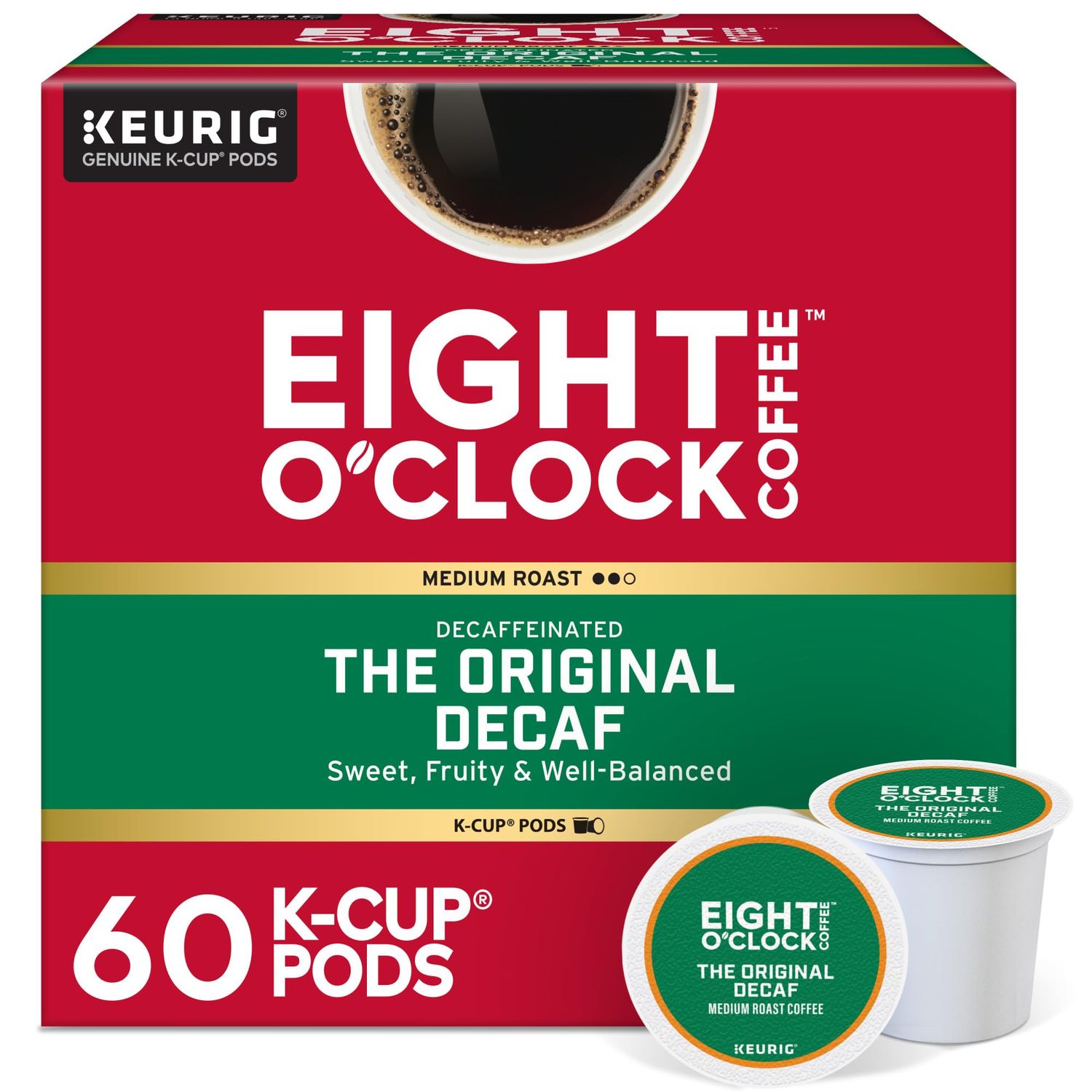 Eight O'Clock Coffee The Original, Single-Serve Keurig K-Cup Pods, Medium Roast Coffee Pods, 72 Cou…