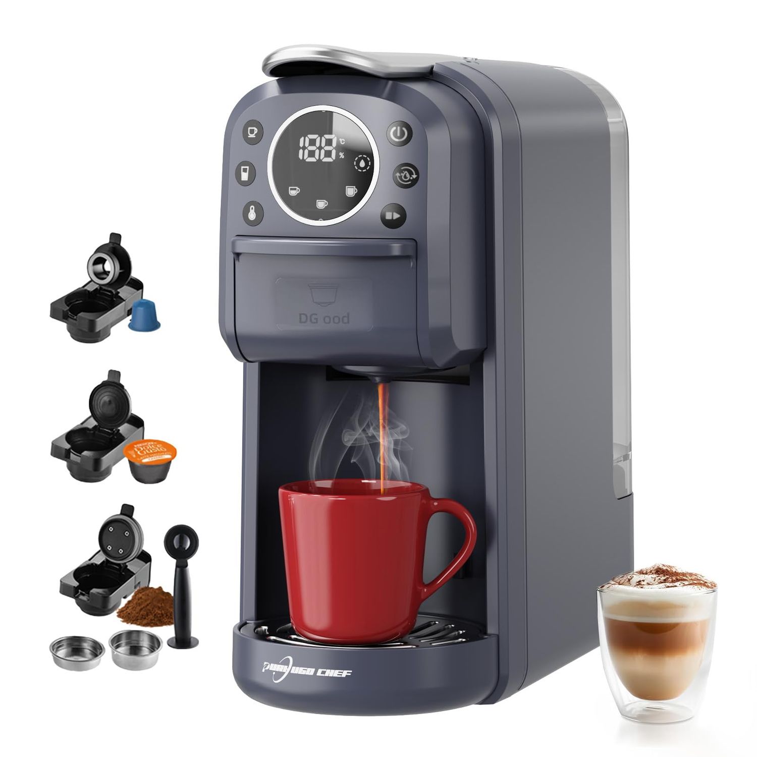 Multi-Capsule Espresso 4in1 Coffee Maker,Single Serve Coffee Machine for Nespresso,Dolce Gusto,ESE …