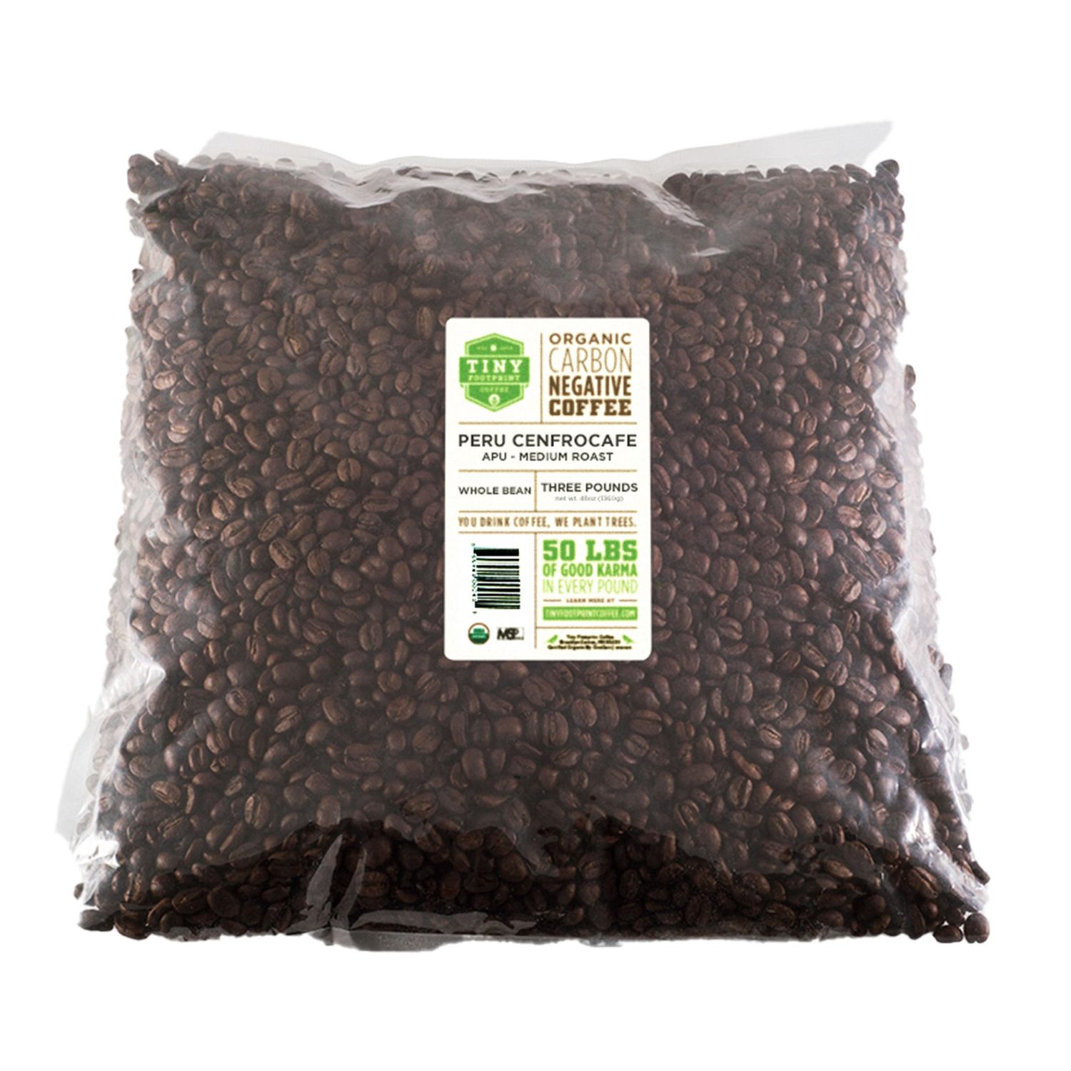 Tiny Footprint Coffee - Fair Trade Organic Peru APU Medium Roast - Whole Bean Coffee, USDA Organic …