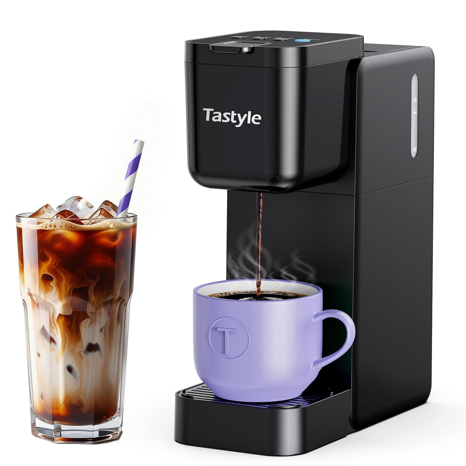 Tastyle Single Serve Coffee Maker Hot and Iced with Bold Brew, Small Coffee Machine for K Cup and G…